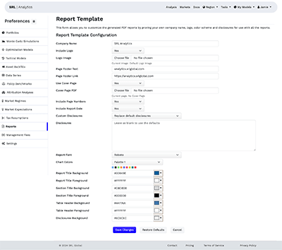 Report template page